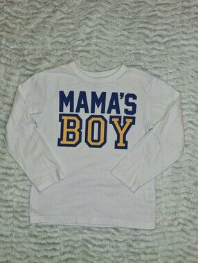 The Children's Place White Long-Sleeve Top with Navy & Yellow 'MAMA'S BOY'